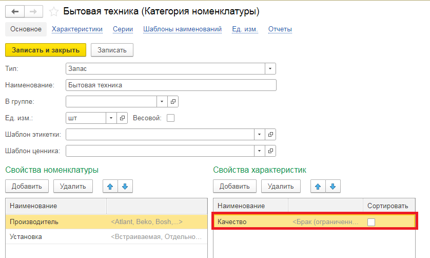 категория номенклатуры