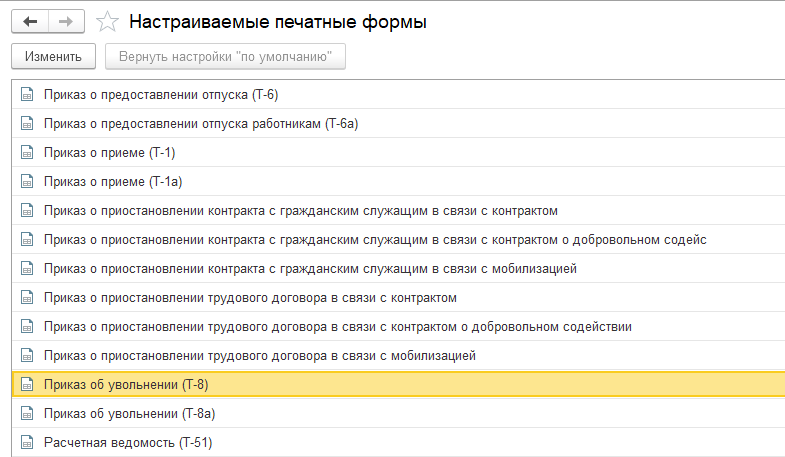 Приказ об увольнении Т-8