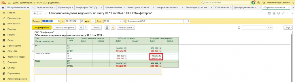 настройка отчета на вкладке Показатели